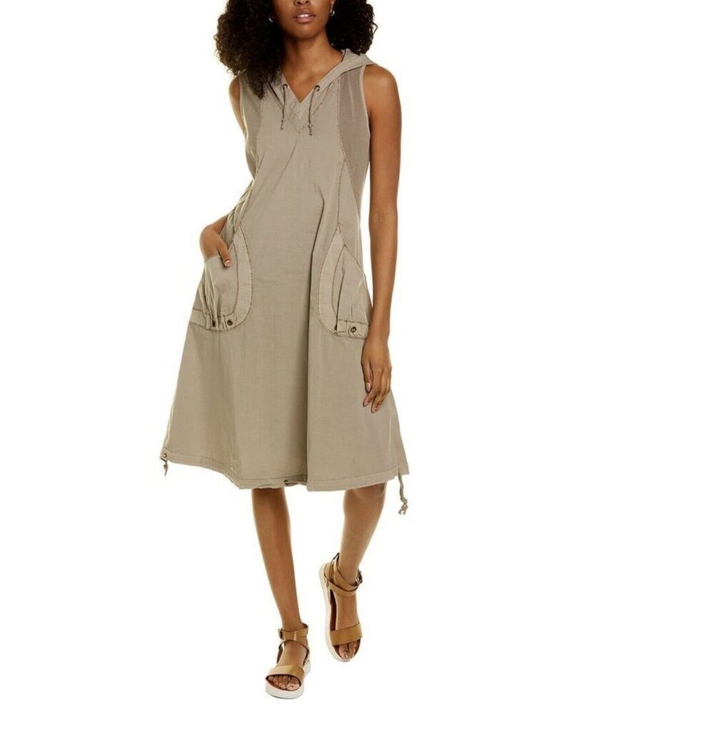 XCVI Sumi Hood Sleeveless Midi Dress Neutral M
